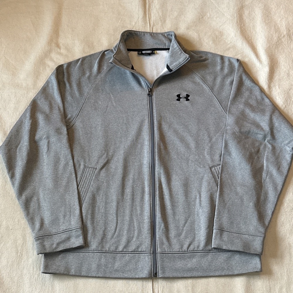 Under Armour Jacket Mens Large Gray Loose Fit Full Zip Fleece Performance Active